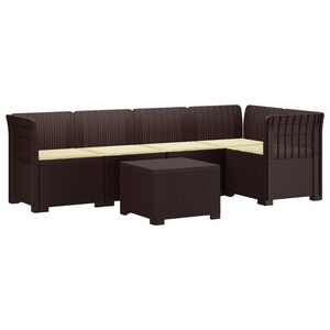 vidaXL 5-vietė sodo sofa su pagalvėlėmis Rataninio i&scaron;vaizdos PP Ruda