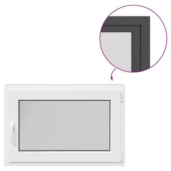 vidaXL Rūsio langas "RISOR", 90x60 cm, atverčiamas ir pasukamas, DIN, de&scaron;ininis, antracito spalvos