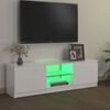 vidaXL TV spintelė su LED ap&scaron;vietimu, balta, 120x30x36cm, blizgi