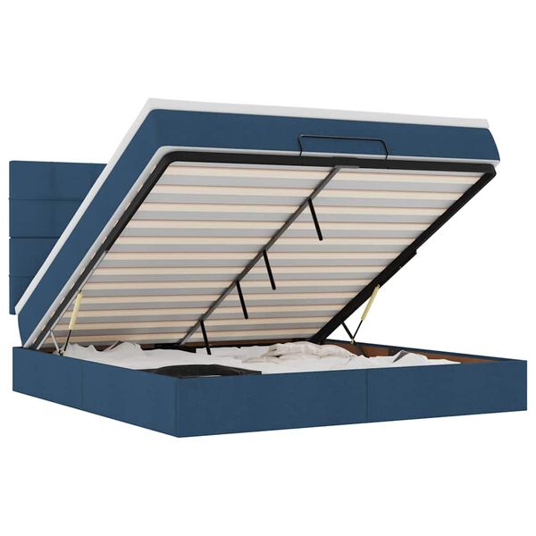 vidaXL Osmanų lova su čiužiniu Mėlynas 180x200 cm Audinys