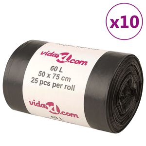 vidaXL &Scaron;iuk&scaron;lių mai&scaron;ai, 250vnt., juodos spalvos, 60l
