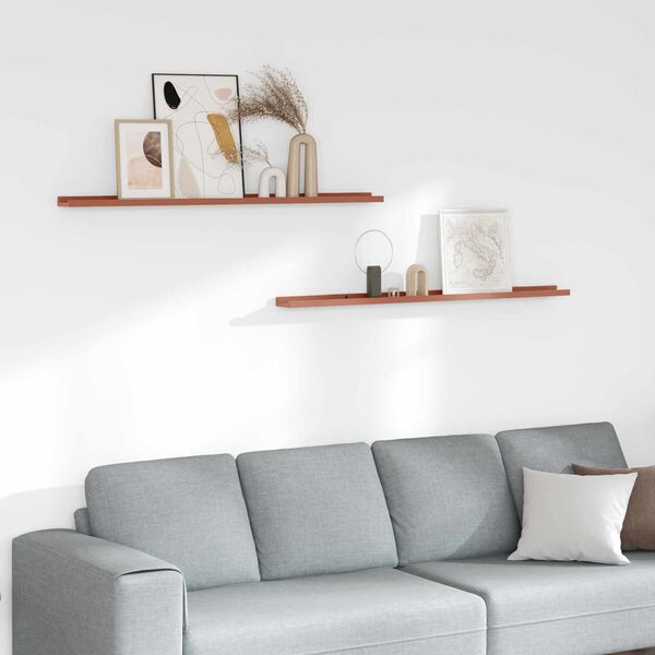 vidaXL Sieninė lentyna 2 pcs Raudona 115 x 9 x 3 cm Apdirbta mediena