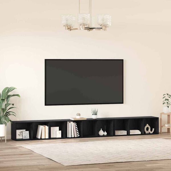 vidaXL TV spintelių komplektas 3 pcs Juodas ąžuolas 37 x 35 x 107 cm
