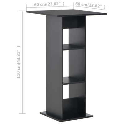 vidaXL Baro stalas, 60x60x110cm, juodas