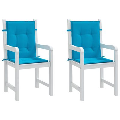 vidaXL Sodo kėdės pagalvėlės, 2vnt., mėlynos, 100x50x3cm, audinys