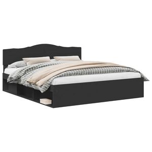 vidaXL Lovos rėmas Juoda 200 x 200 cm Kietos pu&scaron;ies mediena