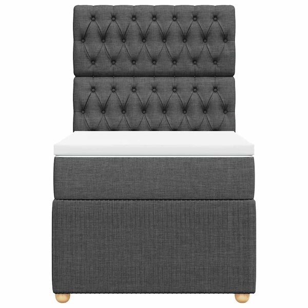 vidaXL Lova su spyruoklėmis ir čiužiniu, tamsiai pilka, 90x200 cm