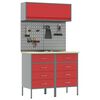 vidaXL Darbo spintos rinkinys su stalčių su lentyna 5 pcs Raudona