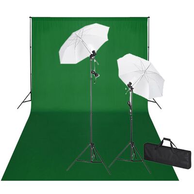 vidaXL Rinkinys fotostudijai, žalias fonas 600x300cm ir šviestuvai