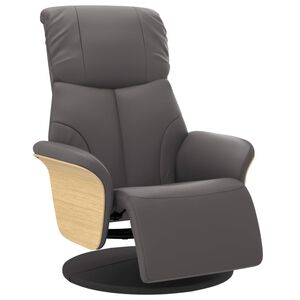 vidaXL Atlo&scaron;iama kėdė su pakoja, pilkos spalvos, dirbtinė oda