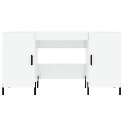 vidaXL Rašomasis stalas, baltos spalvos, 140x50x75cm, mediena, blizgus