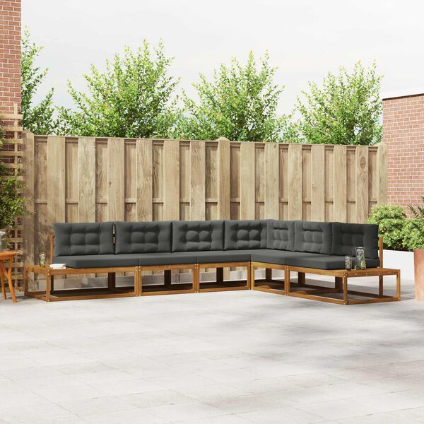 vidaXL Lauko sofos komplektas 6 Vienetas Natūralus ir antracitas