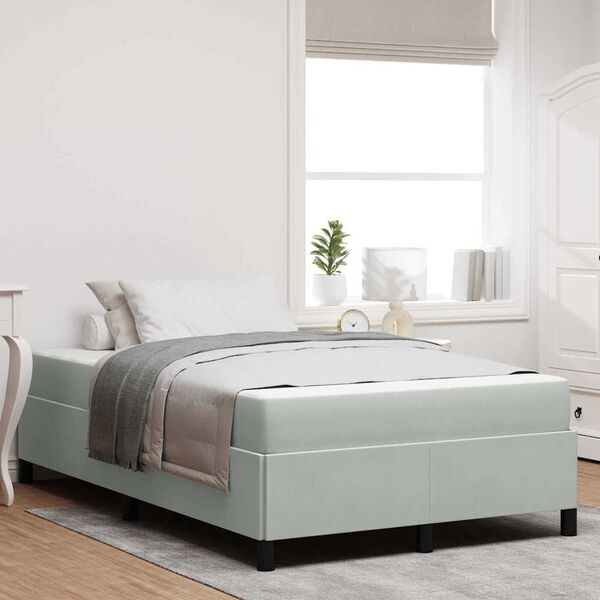 vidaXL Lovos rėmas su čiužiniu &Scaron;viesiai pilka 120 x 200 cm audinys