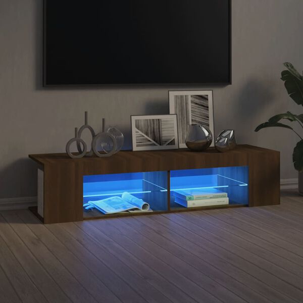 vidaXL Televizoriaus spintelė su LED, ruda ąžuolo, 135x39x30cm