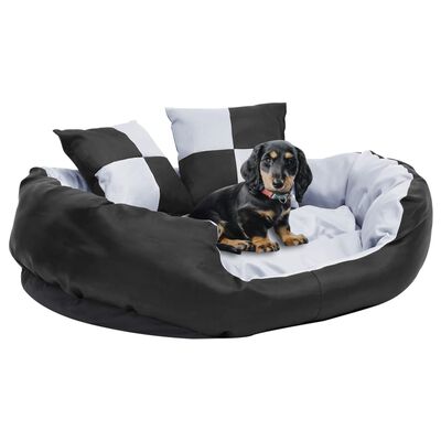 vidaXL Dvipusė skalbiama pagalvė šunims, pilka ir juoda, 85x70x20cm