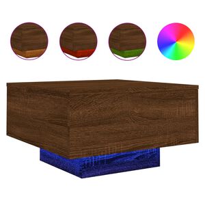 vidaXL Kavos staliukas su LED lemputėmis, rudas ąžuolo, 55x55x31cm