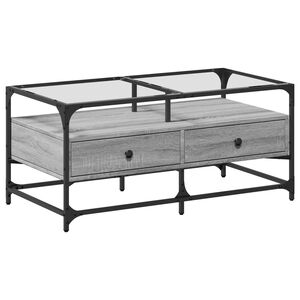 vidaXL Kavos staliukas, pilkas ąžuolo, 98,5x50x45cm, plienas