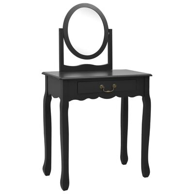 vidaXL Kosmetinis staliukas, juodas, 65x36x128cm, paulovnija ir MDF