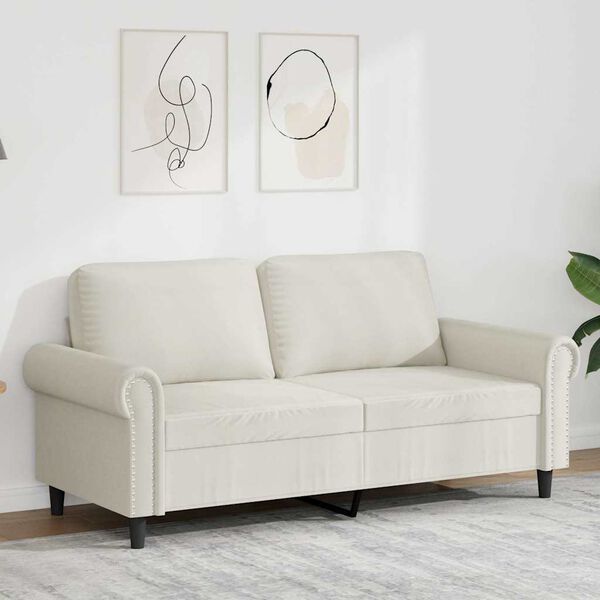 vidaXL Dvivietė sofa, kreminės spalvos, 140cm, aksomas