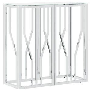 vidaXL Konsolinis staliukas, sidabrinis, 70x30x70cm, plienas/stiklas