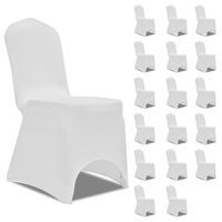 vidaXL Kėdžių užvalkalai, 18vnt., baltos spalvos, įtempiami (3x241197)
