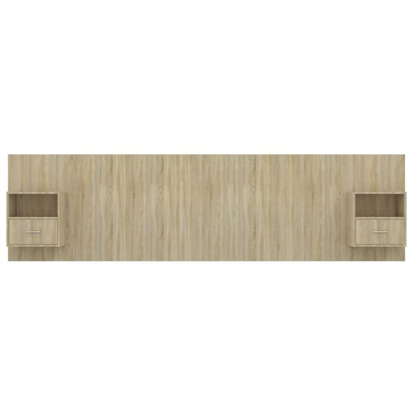 vidaXL Lovos galvūgalis su spintelėmis, ąžuolo, apdirbta mediena