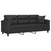 vidaXL Trivietė sofa su pagalvėmis, juoda, 180cm, dirbtinė oda