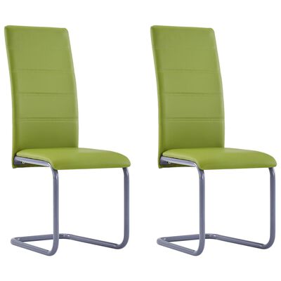 vidaXL Gembinės valgomojo kėdės, 2 vnt., žalios, dirbtinė oda