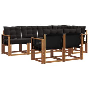 vidaXL Lauko sofos komplektas su pagalve 7 pcs Natūrali ir juoda
