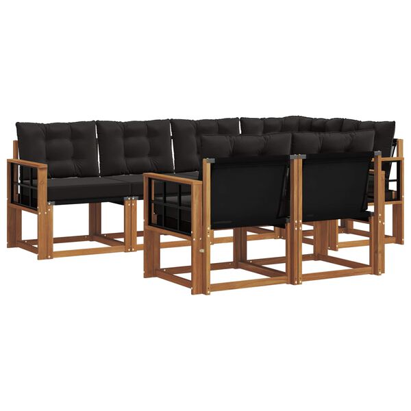 vidaXL Lauko sofos komplektas su pagalve 7 pcs Natūrali ir juoda