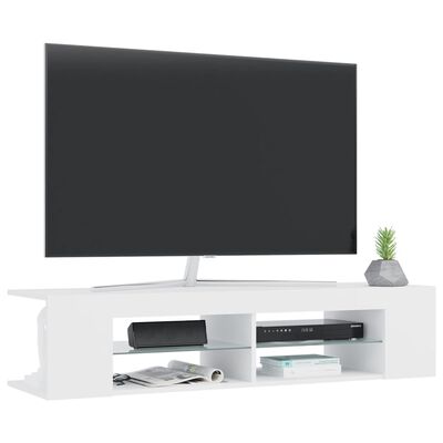 vidaXL Televizoriaus spintelė su LED apšvietimu, balta, 135x39x30cm
