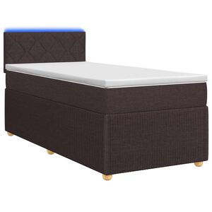 vidaXL Spyruoklinė lova su čiužiniu Tamsiai rudas 80 x 200 cm Audinys