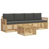 vidaXL Lauko sofos komplektas 5 pcs Balta ir antracito Poliesteris