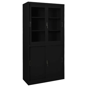 vidaXL Biuro spintelė su stumdomom durim, juoda, 90x40x180cm, plienas