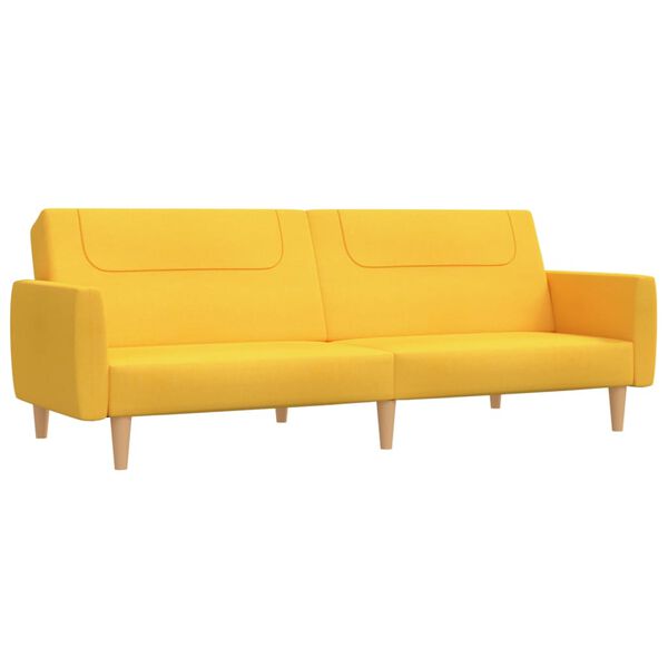 vidaXL Dvivietė sofa-lova su pakoja, geltonos spalvos, audinys