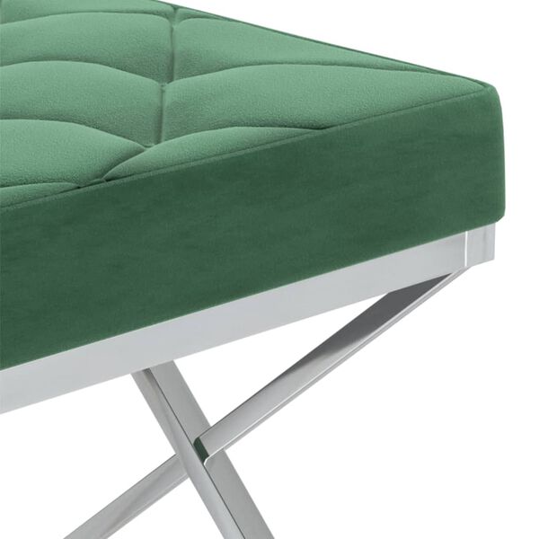 vidaXL Suoliukas, žalias, 97cm, aksomas ir nerūdijantis plienas