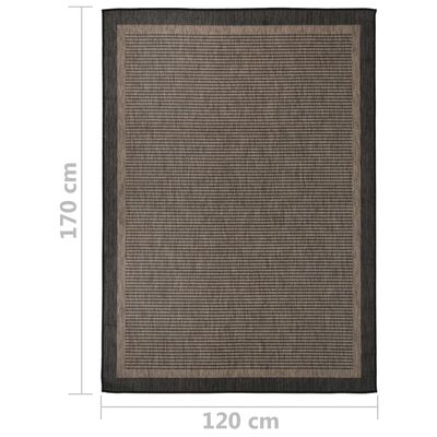 vidaXL Lauko kilimėlis, tamsiai rudas, 120x170cm, plokščio pynimo