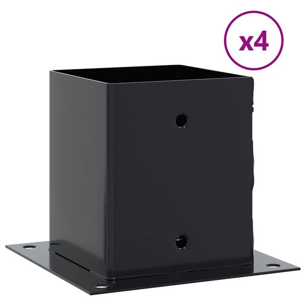 vidaXL Stulpų pagrindai kvadratiniai, 4vnt., antracito sp., 121x121mm