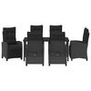 vidaXL Sodo valgomojo komplektas su pagalve 7 pcs Juoda poliratanas