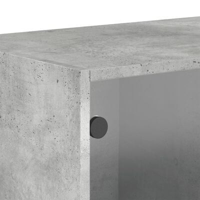 vidaXL Sieninė spintelė su stiklinėmis durelėmis, betono, 68,5x37x35cm