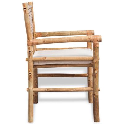 vidaXL Bistro baldų komplektas su pagalvėlėmis, 3d., bambukas