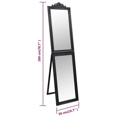 vidaXL Laisvai pastatomas veidrodis, juodos spalvos, 50x200cm