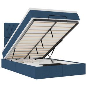 vidaXL Osmanų lova su čiužiniu ir LED lemputėmis Mėlynas 120x200 cm