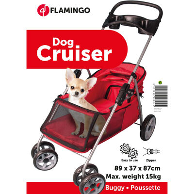 FLAMINGO Vežimėlis šunims, raudonos spalvos, 89x37x87cm