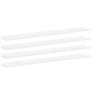 vidaXL Sieninės lentynos, 4vnt., baltos spalvos, 100x9x3cm, blizgios