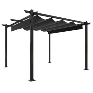 vidaXL Sodo pavėsinė su įtraukiamu stogu, antracito spalvos, 3x3m