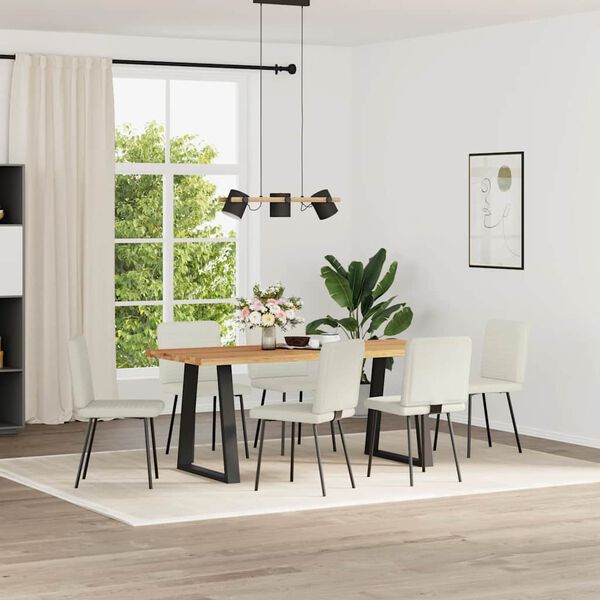 vidaXL Valgomojo kėdės, 6vnt., kreminės spalvos, aksomas