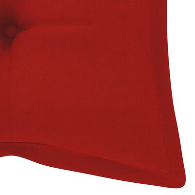 vidaXL Supamas suoliukas su raudona pagalvėle, 120cm, tikmedis