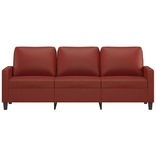 vidaXL Trivietė sofa, raudonojo vyno spalvos, 180cm, dirbtinė oda