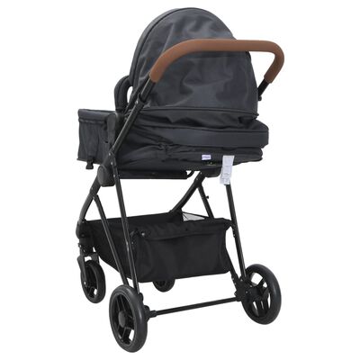 vidaXL Vaikiškas vežimėlis 2-1, antracito ir juodos spalvos, plienas